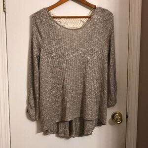 Canon River Blurs sweater top w/ crochet back